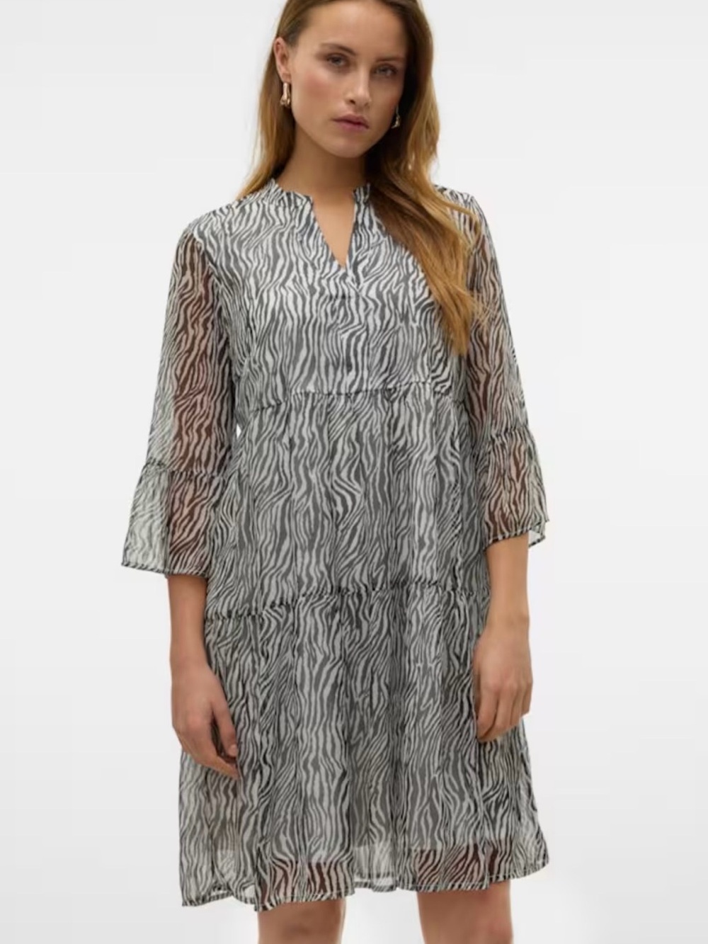Vero Moda Black and White Zebra Print Midi Dress